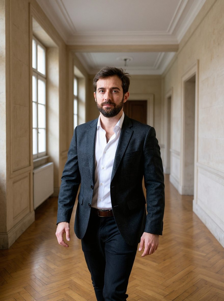 Maître Thomas Vauquelin, dans le couloir du cabinet