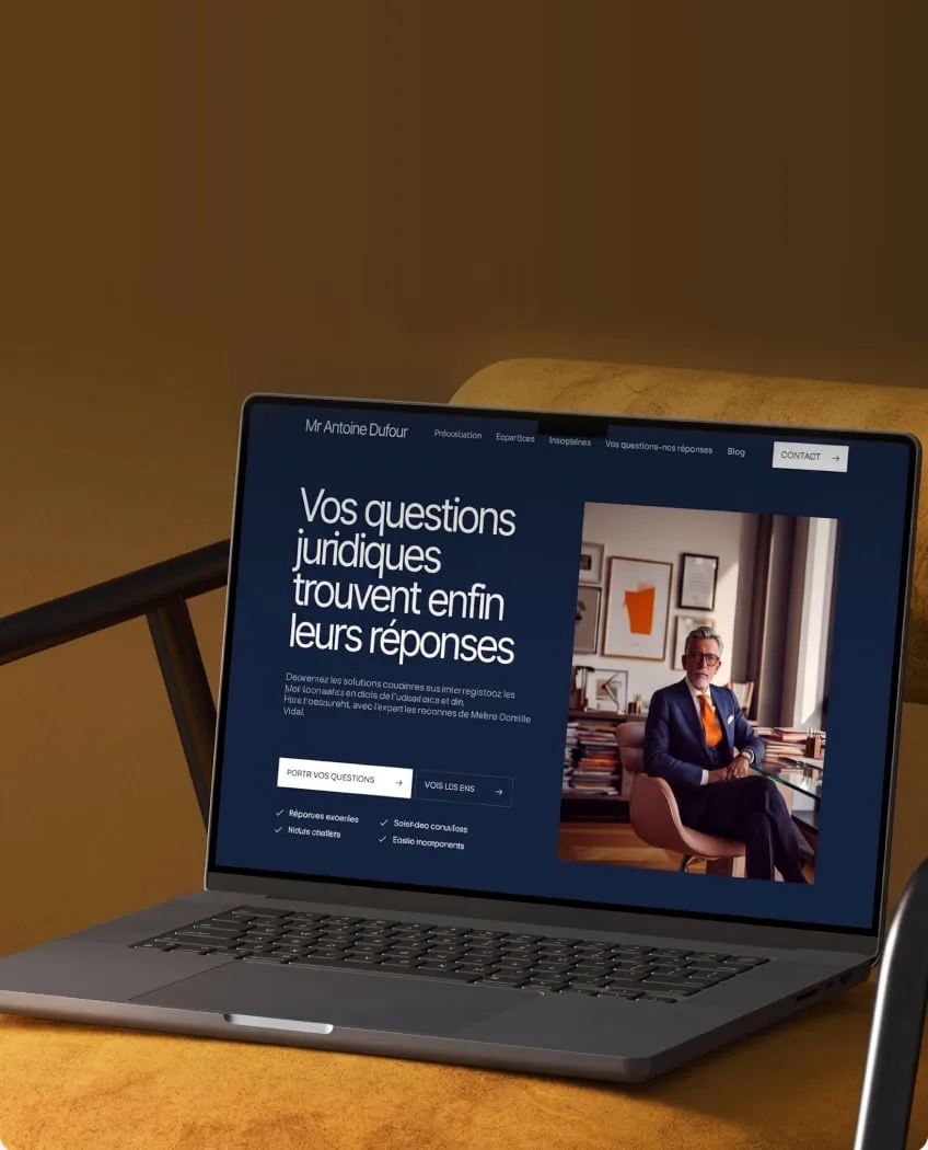 Un site de style moderne affiché sur un ordinateur portable
