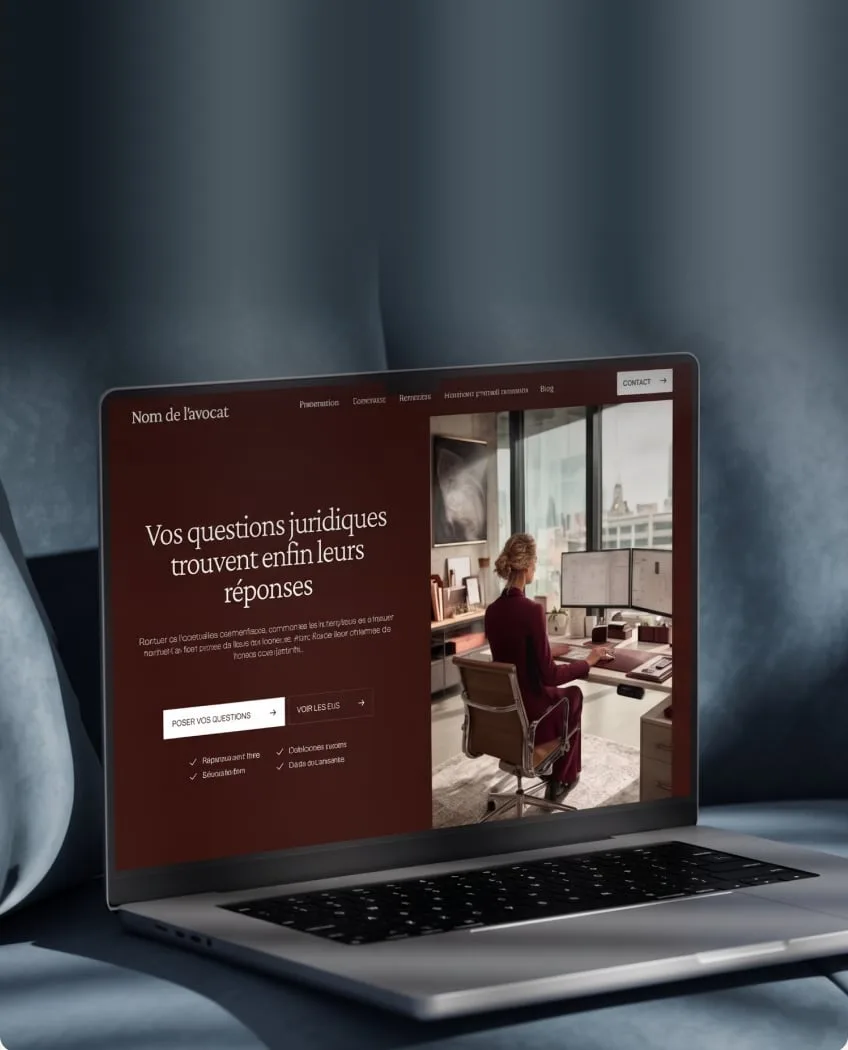 Un site de style sobre affiché sur un ordinateur portable
