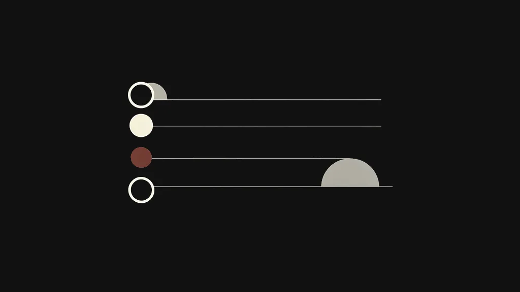 Composition Bauhaus abstraite — étape Questions : lignes et cercles, un point rouge focal