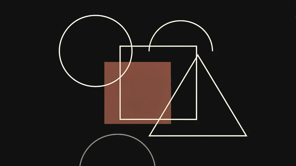 Composition Bauhaus abstraite — étape Style : cercle, carré, triangle, plan rouge focal
